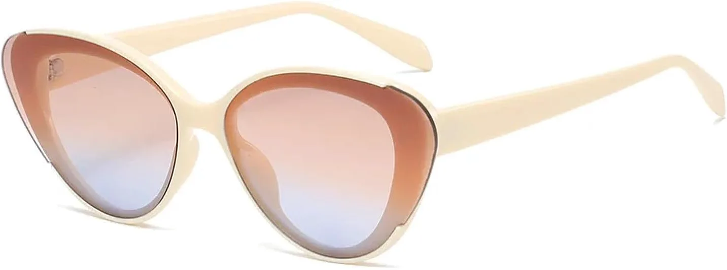 

Модные солнцезащитные очки «кошачий глаз» с разноцветным покрытием для женщин, защита от УФ-излучения UV400, ретро-градиентный эффект, трендовые TVTBBVV, Beige