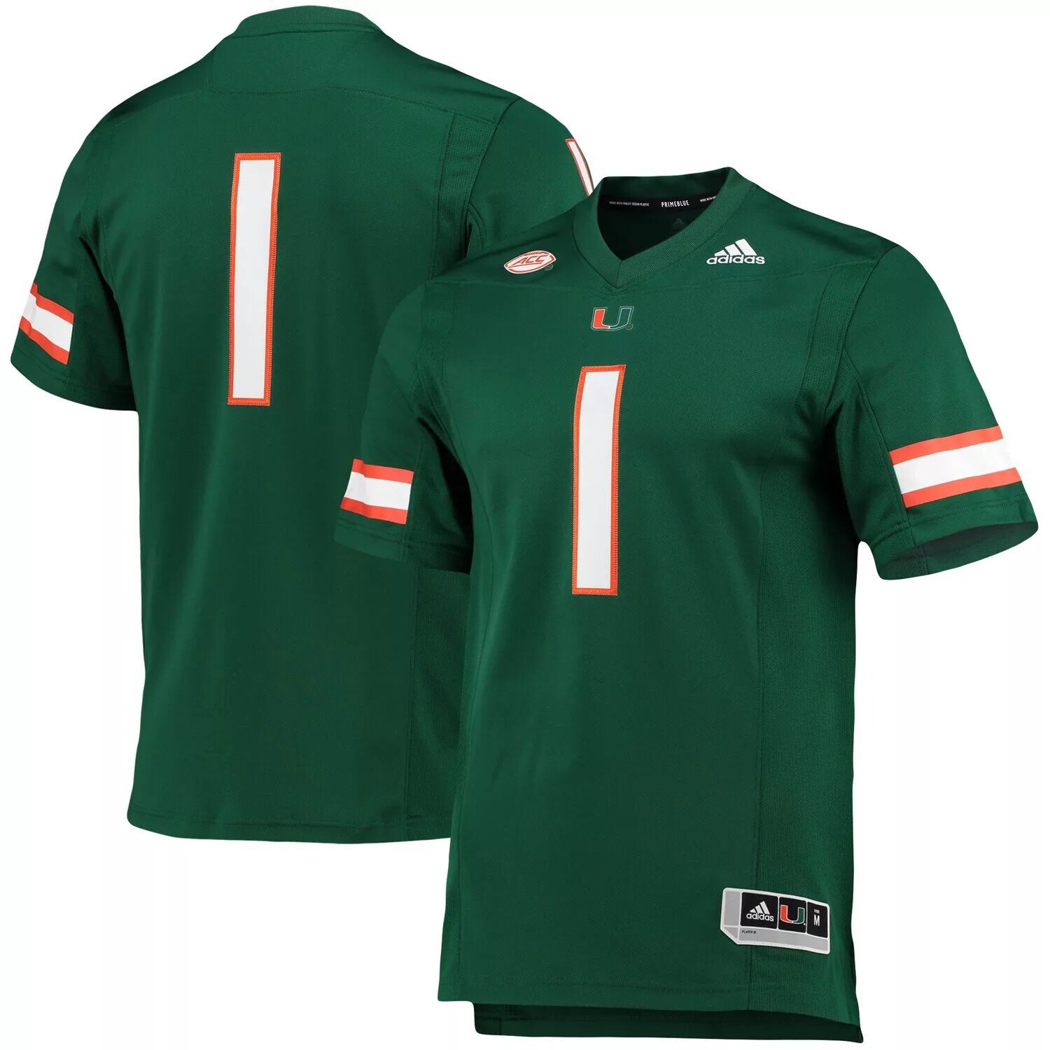 

Мужская зеленая футбольная майка #1 Miami Hurricanes Team Premier adidas, Зеленый, Мужская зеленая футбольная майка #1 Miami Hurricanes Team Premier adidas