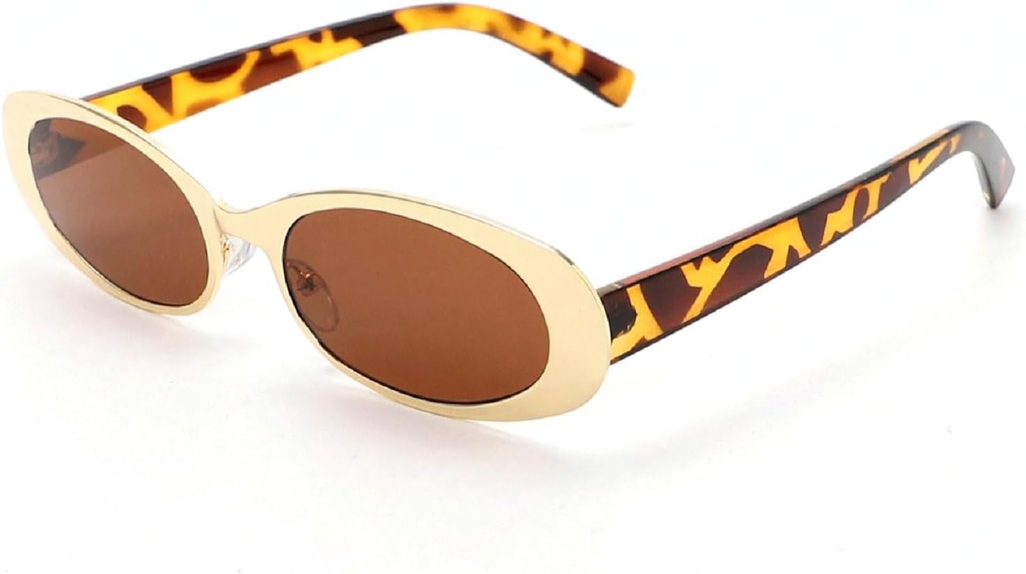 

Солнцезащитные очки в овальной оправе в стиле панк для женщин, роскошные металлические солнцезащитные очки для женщин, классические винтажные очки, защита от ультрафиолета UV400 007301 Melrose, Gold