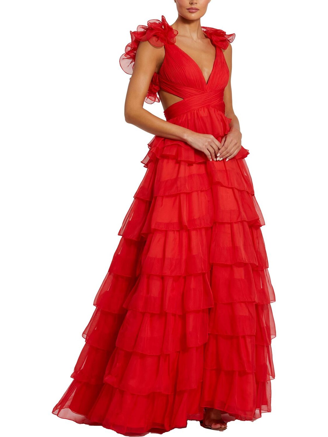 

Женское шифоновое вечернее платье на шнуровке Mac Duggal, красный