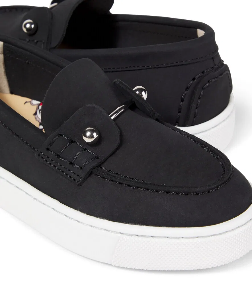 Замшевые лоферы Chambelikid Christian Louboutin Kids, черный — фото 4