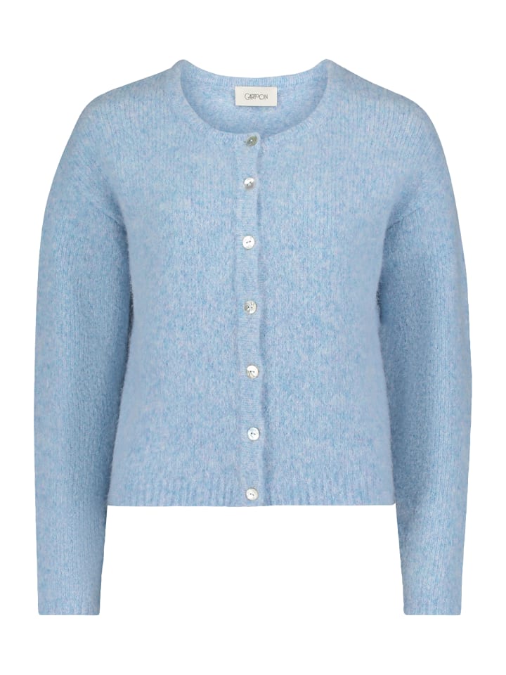 

CARTOON Вязаный кардиган с круглым вырезом, светло-голубой меланж