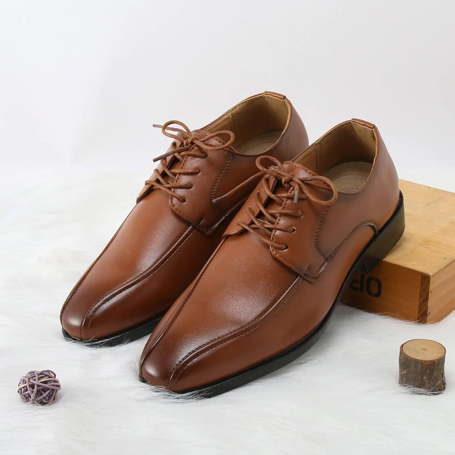Мужские туфли Puffy Feet: классические деловые кожаные туфли, модные ретро-повседневные туфли на шнуровке, однотонные, повседневные мужские кожаные туфли, размер 12 Generic, Brown — фото 3