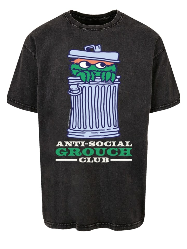 

Футболка F4NT4STIC Oversize T-Shirt Sesamstraße Anti Social Grouch Club, черный