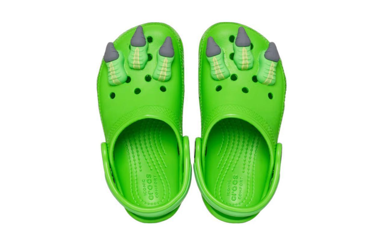 Классические противоскользящие противоударные детские сандалии Plasticine Green Kids' Crocs, Green Clay — фото 3
