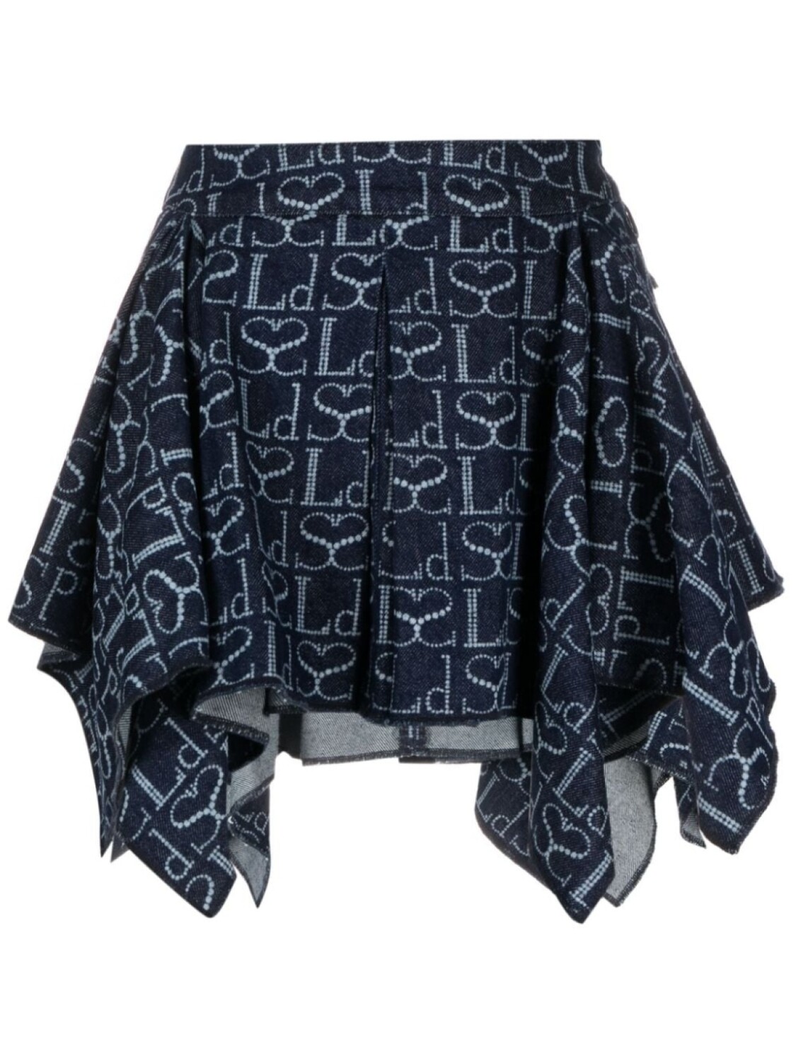 

Ludovic de Saint Sernin monogram-pattern asymmetric miniskirt, синий