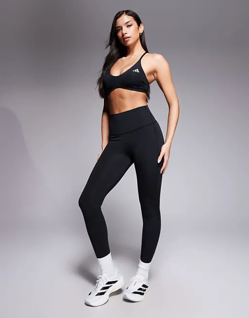 Черный спортивный бюстгальтер с легкой поддержкой adidas Training Optime Essentials — фото 3