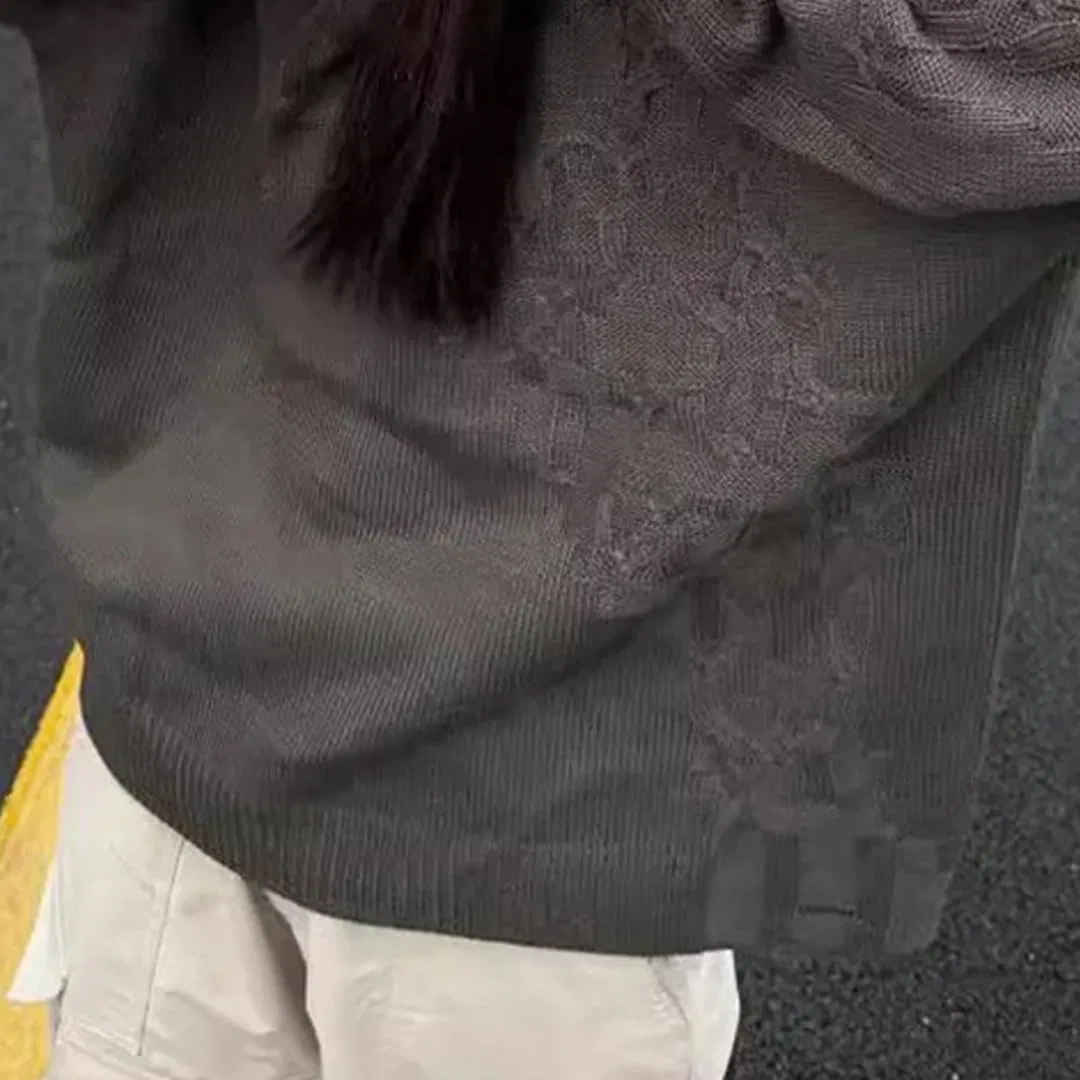 Вязаный свитшот с капюшоном, Generic, Dark Gray — фото 2