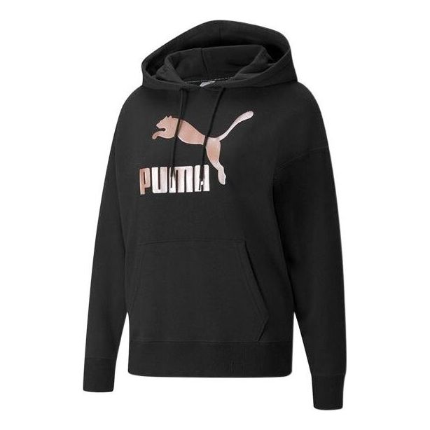 

Толстовка (WMNS) PUMA Large Logo Athleisure Casual Sports Hoodie Black Pink 535337-01