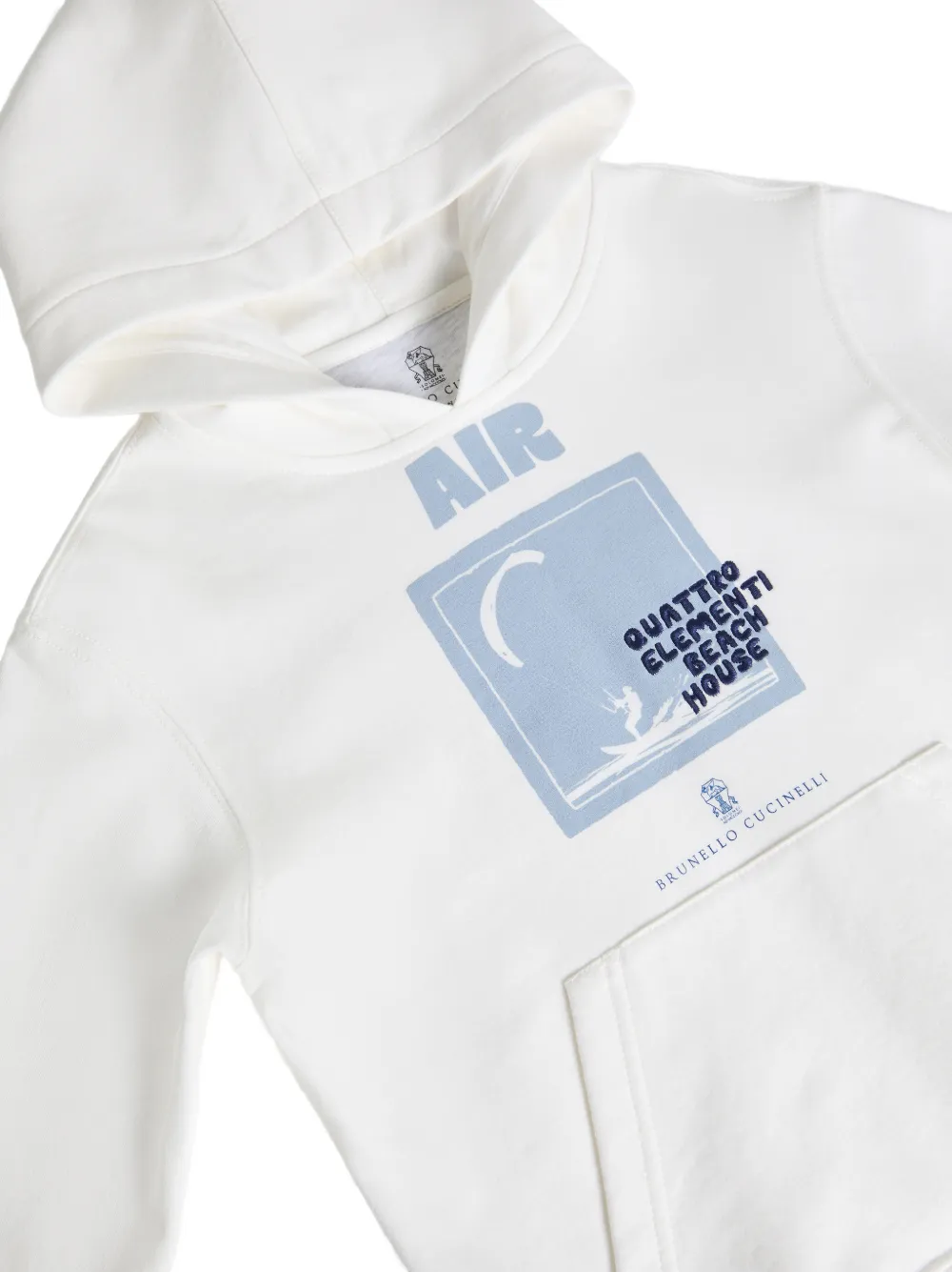 Толстовка с капюшоном и графичным принтом Brunello Cucinelli Kids, белый — фото 3