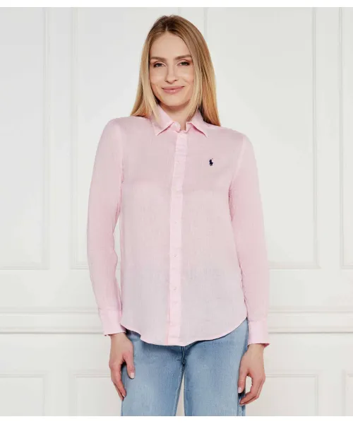 

Льняная рубашка Classic fit Polo Ralph Lauren, розовый