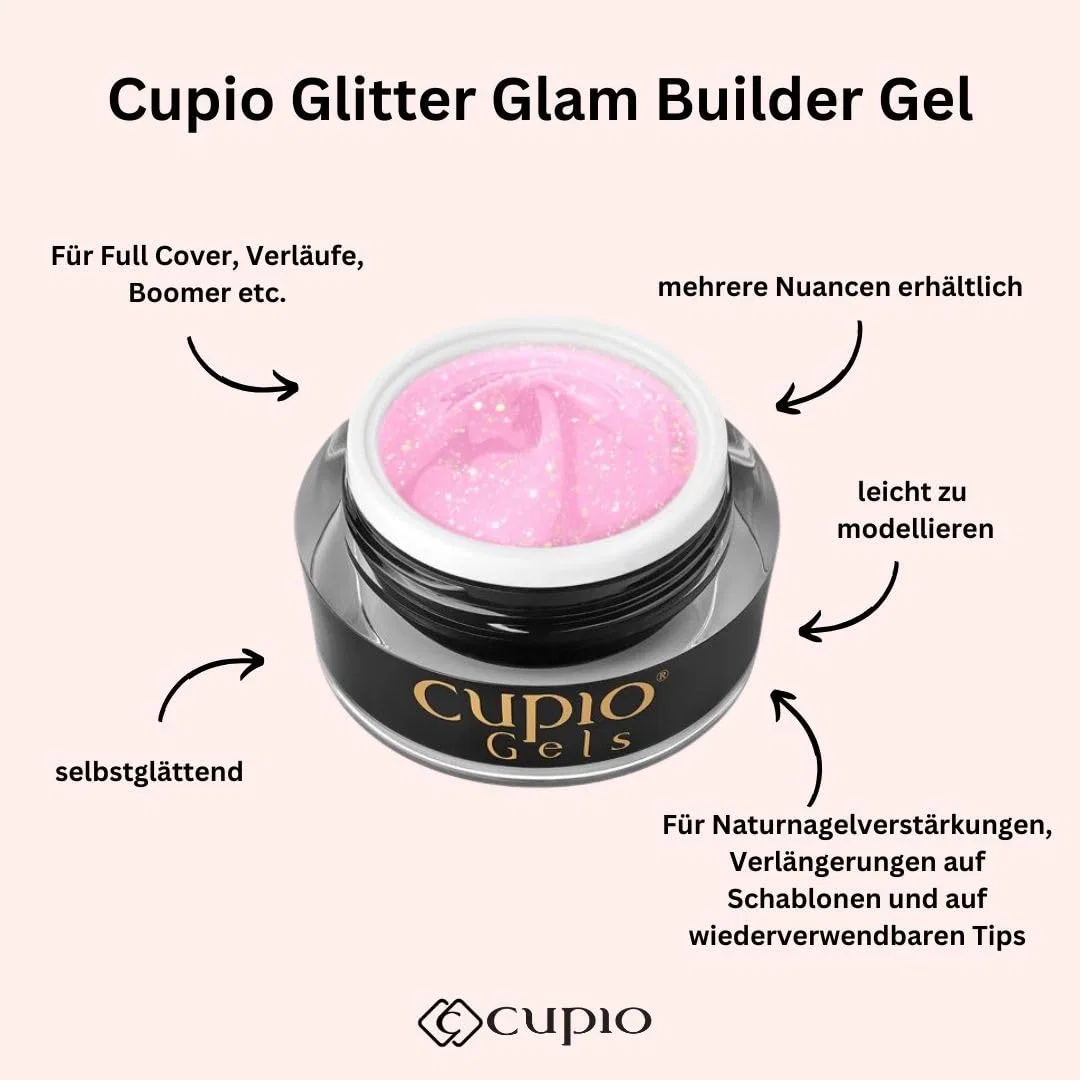 Гель для наращивания ногтей Cupio Glitter Glam Builder Gel, 15 мл Cupio