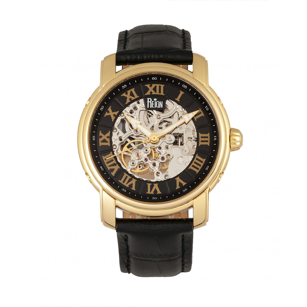 

Часы Kahn Automatic Skeleton с кожаным ремешком Reign, золотой