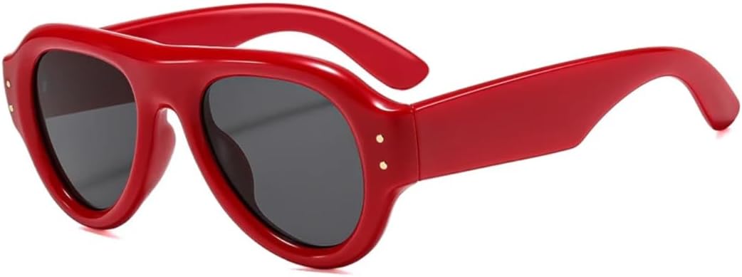 

Солнцезащитные очки Rivets для женщин, солнцезащитные очки UV400, модные очки для мужчин, широкие дужки, овальные, в стиле панк, для активного отдыха TVTBBVV, Red Grey