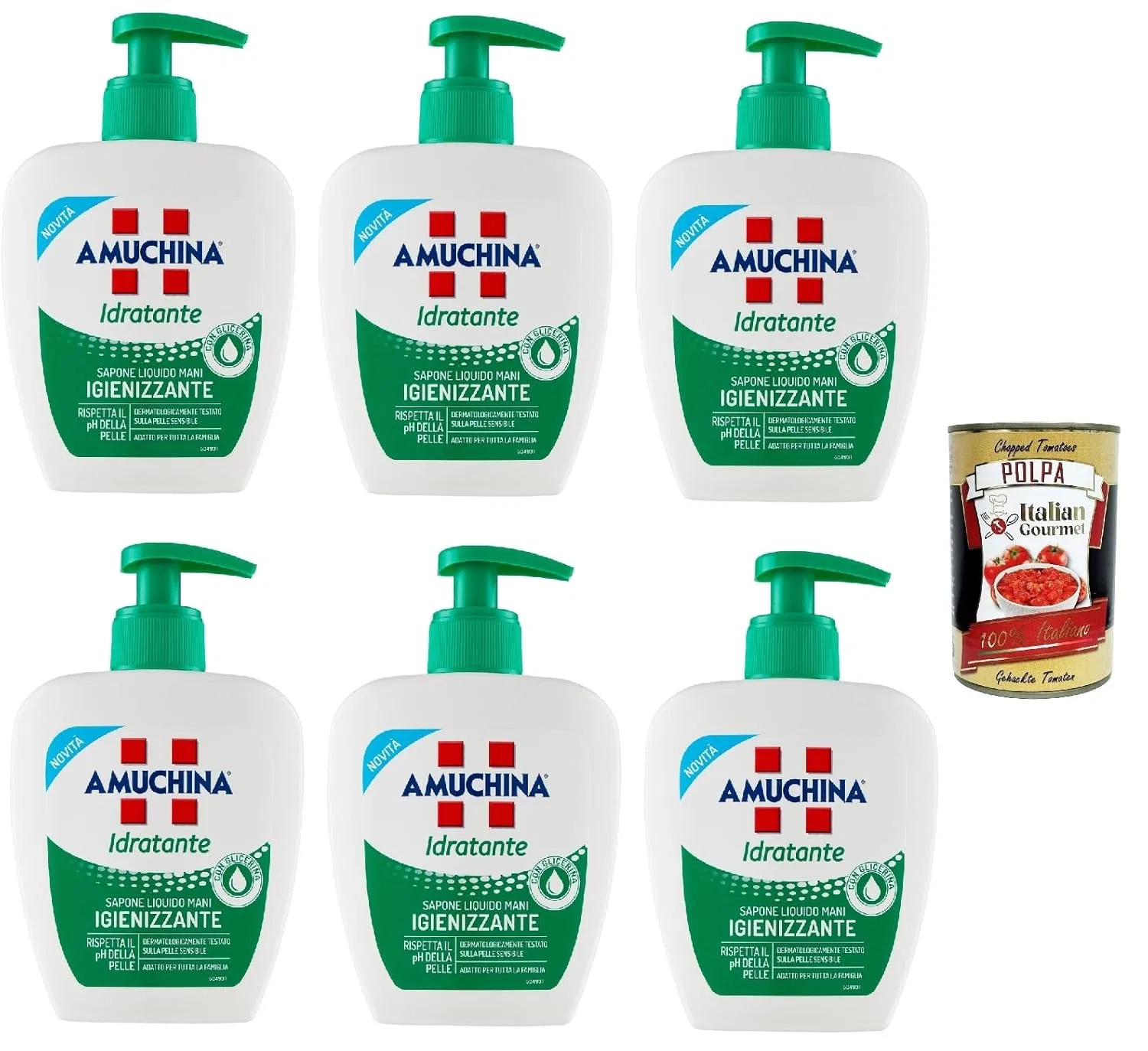 Увлажняющее жидкое мыло для рук Amuchina Idratante 6 x 250 мл Italian Gourmet E.R.