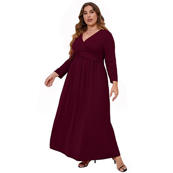 

Платье макси с длинным рукавом для женщин Plus size Seoria, Burgundy