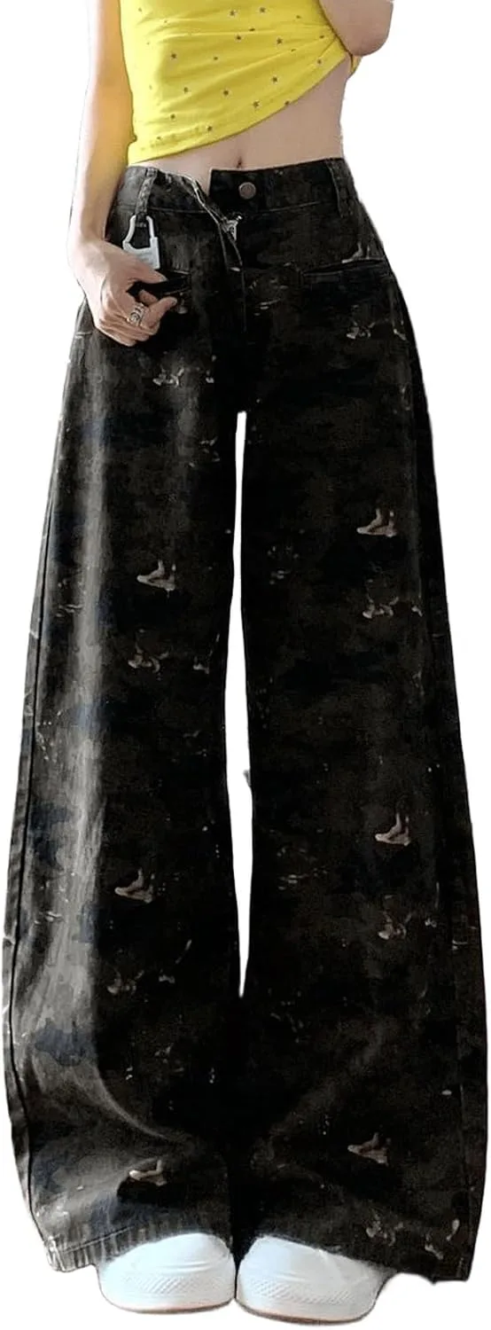 

Джинсы женские Retro Spicy Girl Camouflage широкие прямые LREUIP
