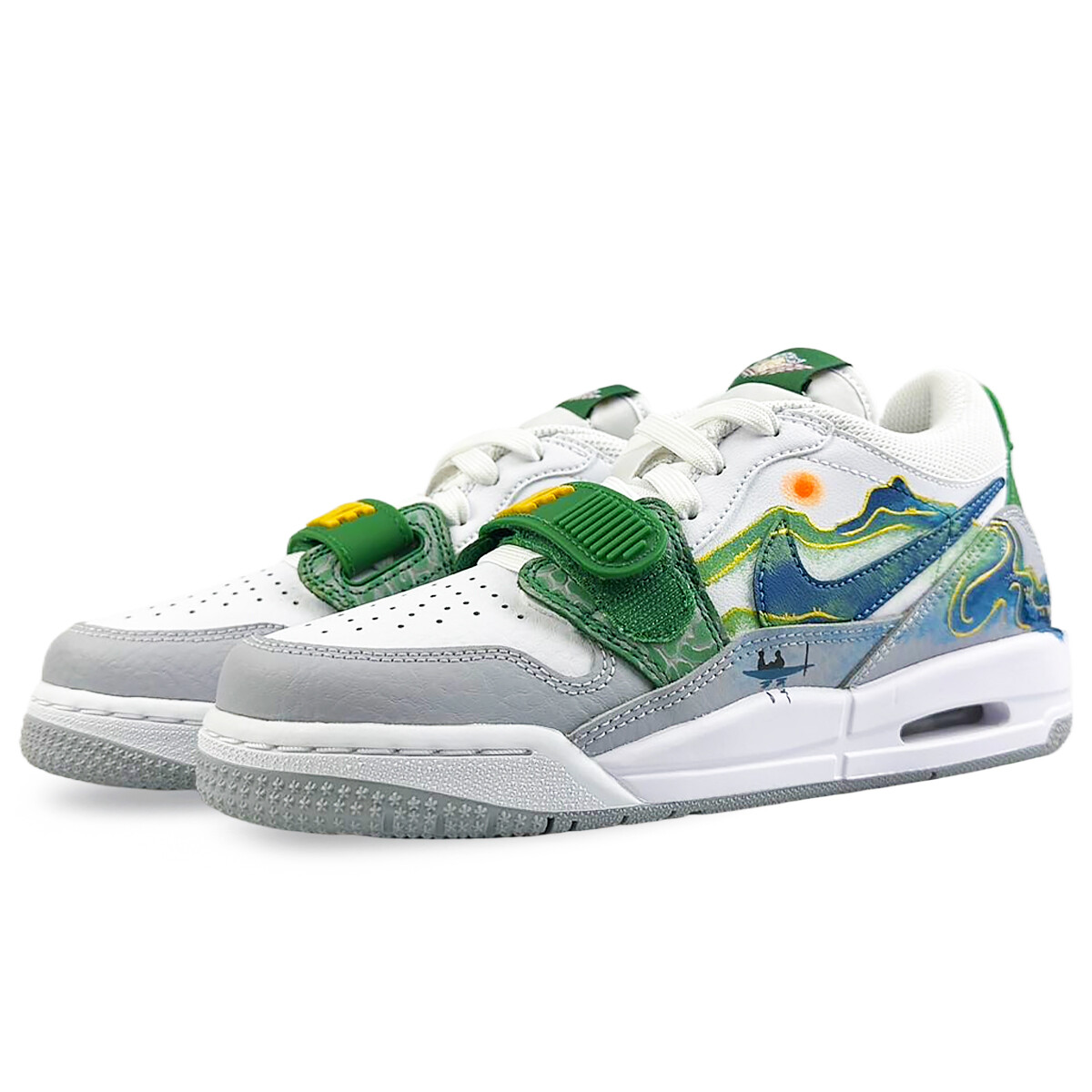 Кроссовки Jordan Legacy 312 Vintage Basketball Shoes Women's Low-top Green, белый/серый/зеленый — фото 4