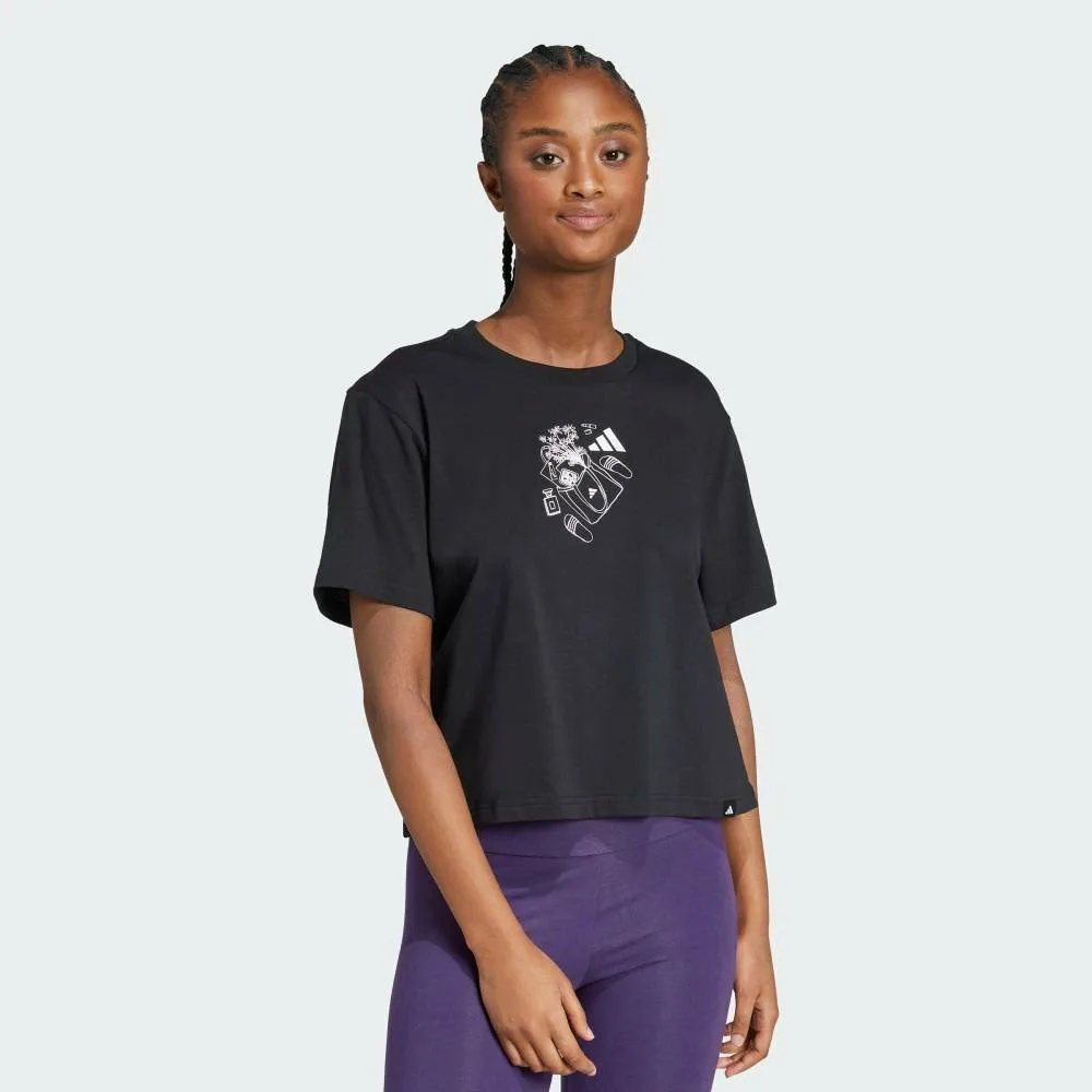 Мини-футболка с графическим принтом Adidas, black