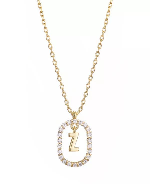 

Ожерелье с плавающей буквой из позолоченного кубического циркония Adornia, gold-z