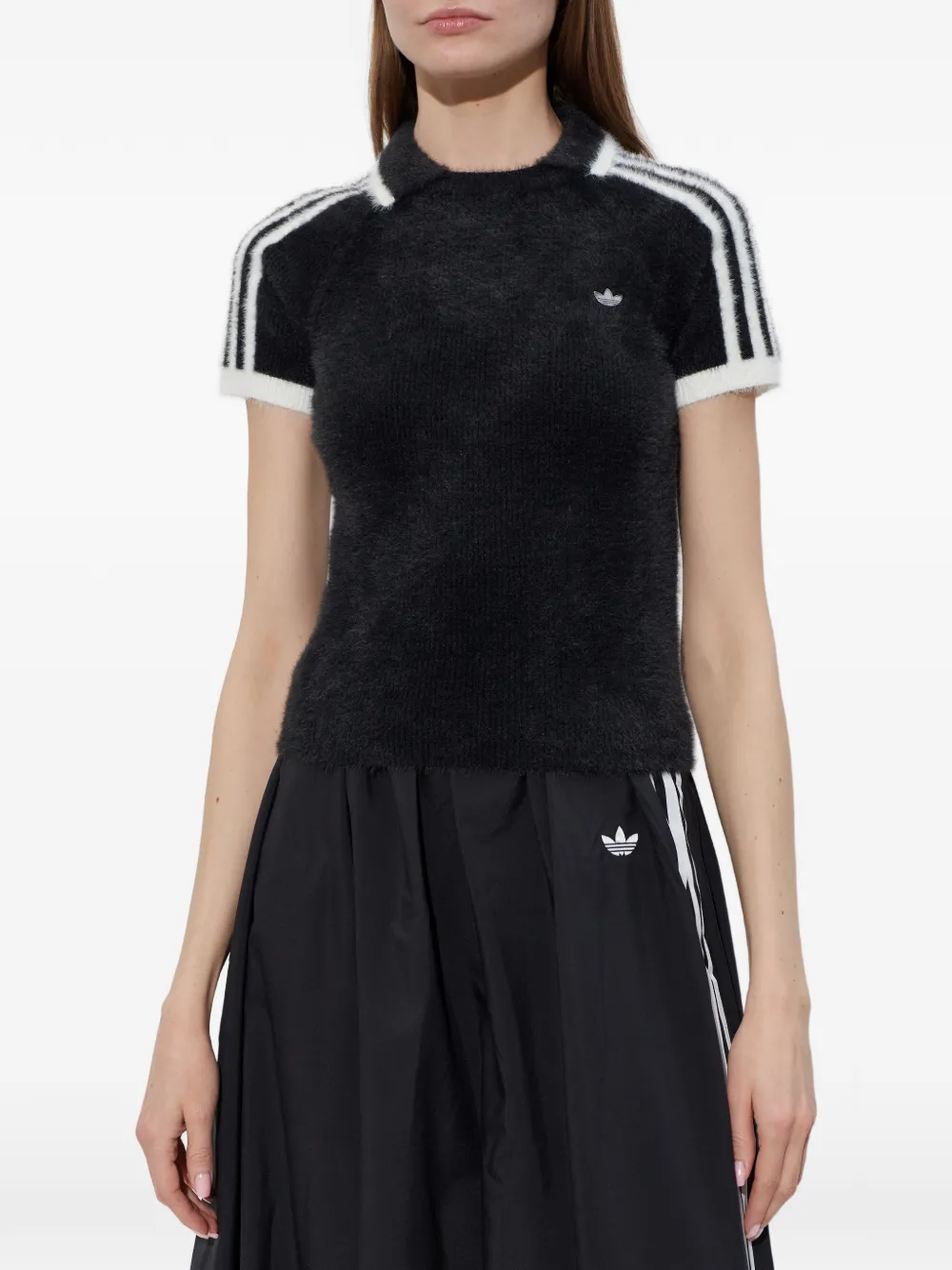 Поло-топ Cali с тремя полосками Adidas, черный — фото 3