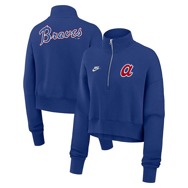 

Женский свитшот royal atlanta braves cooperstown collection phoenix fleece с молнией до середины Nike