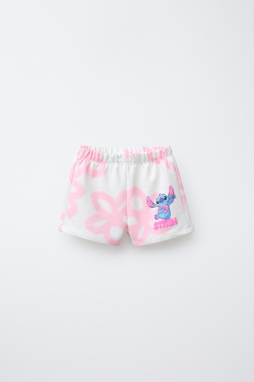 

Шорты - бермуды с принтом lilo & stitch disney ZARA, устрично-белый