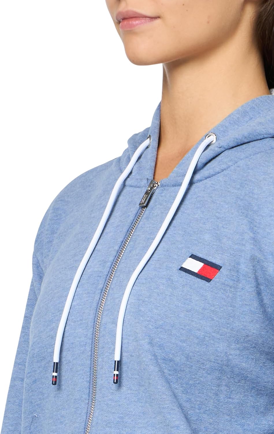 Женская толстовка с капюшоном и логотипом Tommy Hilfiger на молнии, True Blue Heather — фото 3
