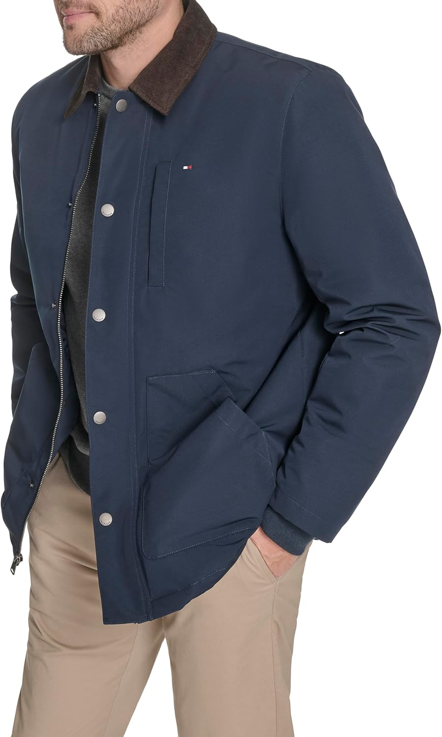 Мужская куртка Tommy Hilfiger Barn с вельветовым воротником, Navy — фото 3