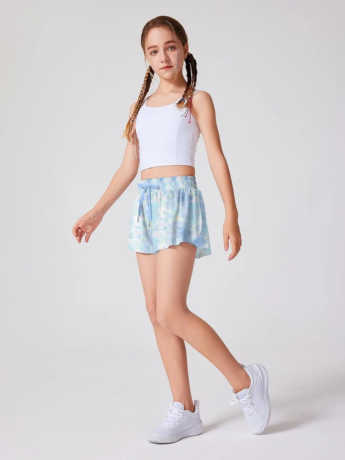 Детские шорты для бега Butterfly LaBeca, двойной слой, Tie Dye Blue — фото 4