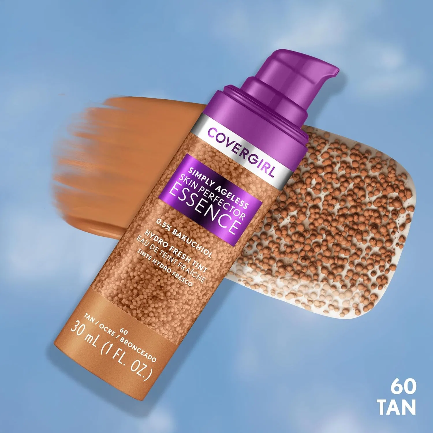 Тональное средство Covergirl Simply Ageless Skin Perfector Essence Foundation, оттенок 60 Tan, 1.0 oz — фото 2