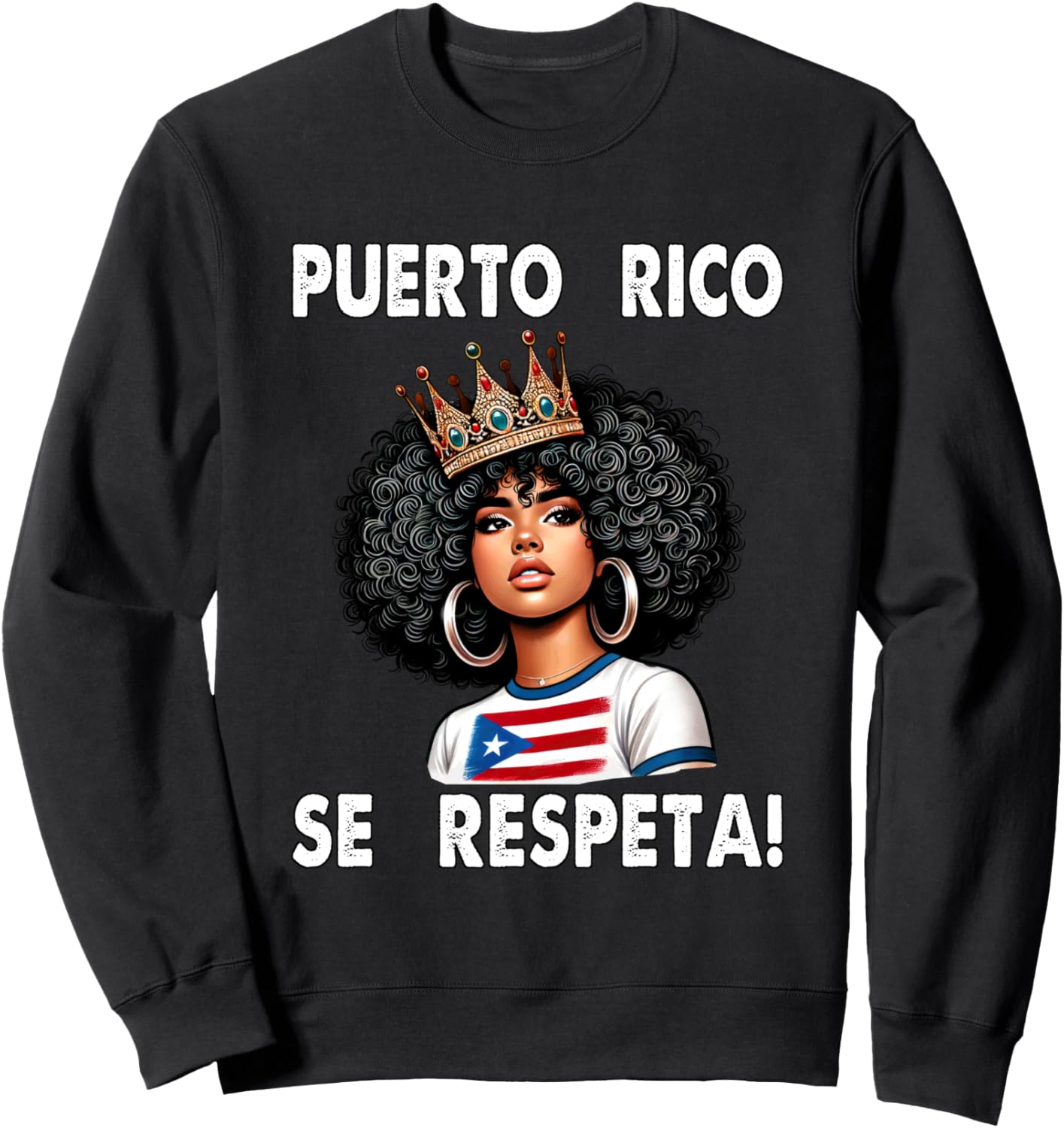 

Толстовка с флагом Puerto Rico Se Respeta Afro Boricua Queen Crown PR Puerto Rico Se Respeta Collection, More Here, черный