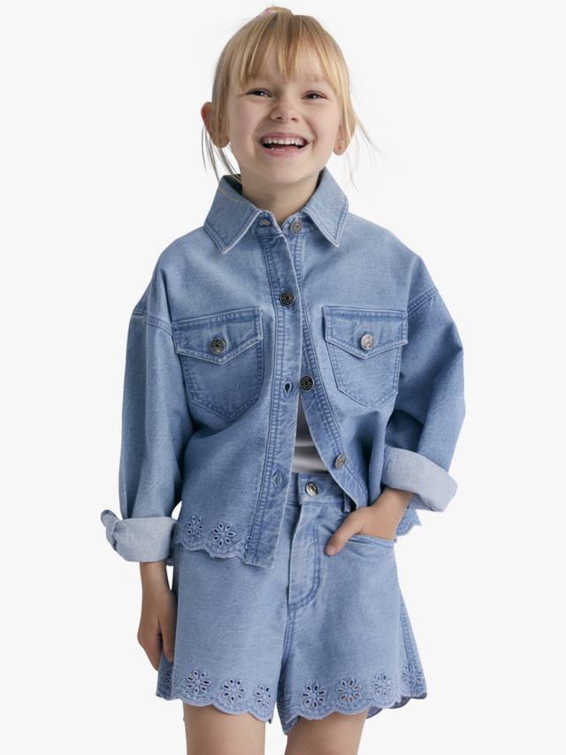 Детские хлопковые джинсовые шорты Niobe с вышивкой The New Society, Denim — фото 3