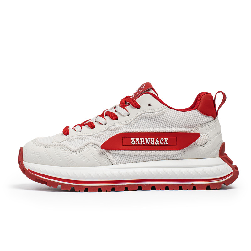 

Qiandongmeili Мужские низкие кеды бело-красные, цвет White Red