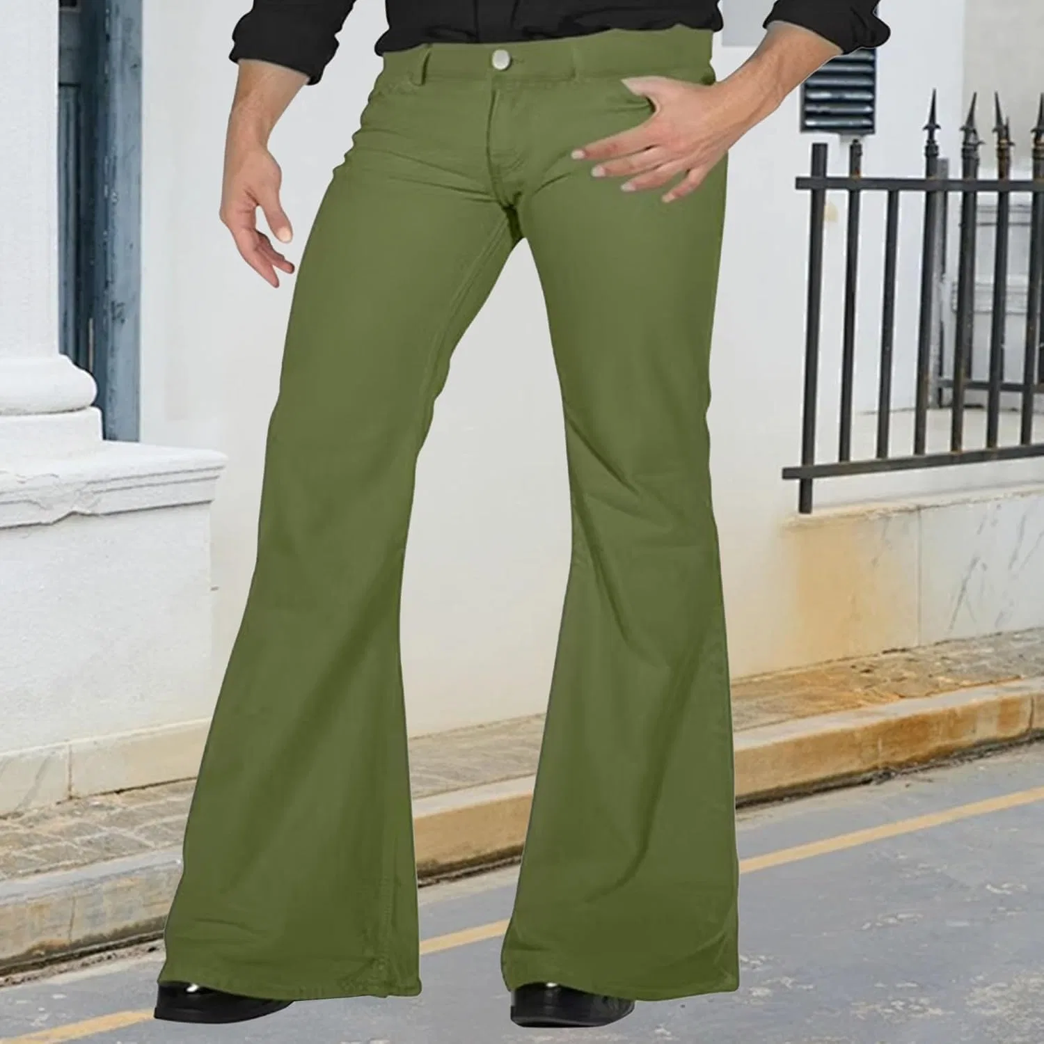 Джинсы клеш Men's Disco Pants, Army Green — фото 3