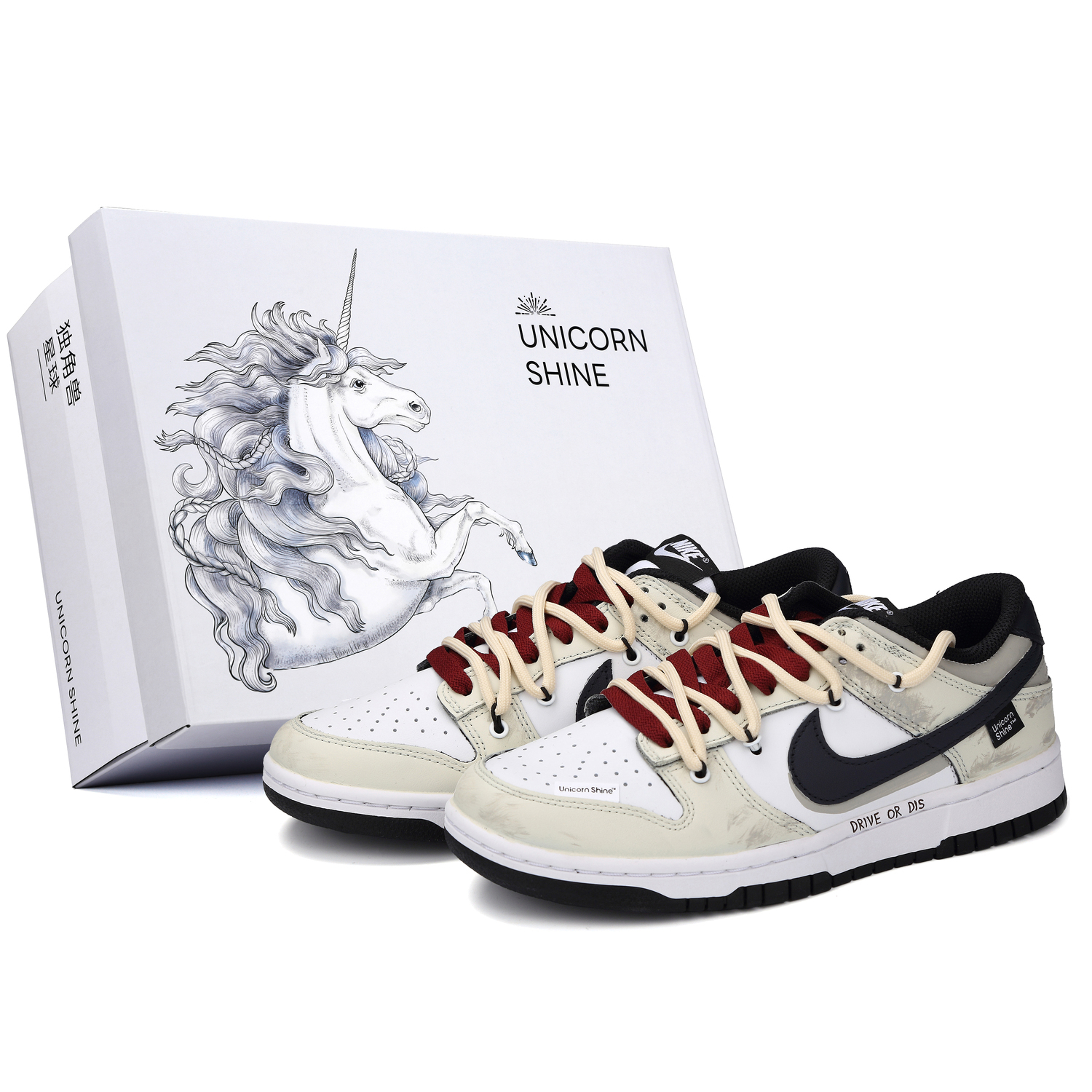 

Nike Антискользящие износостойкие низкие скейтерские кеды Dunk Unisex бежево-черные - бежево-черные, цвет Beige Black-Box