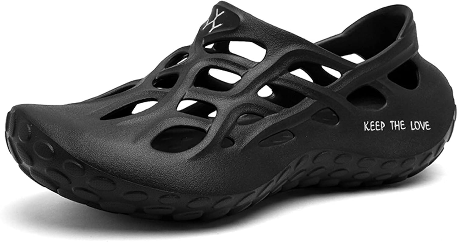 

Мужские садовые туфли летние с толстой подошвой, с вырезами, спортивные сандалии с поддержкой свода стопы, водные туфли для активного отдыха, походов, быстрой сушки, для пляжа, плавания и прогулок Generic, черный