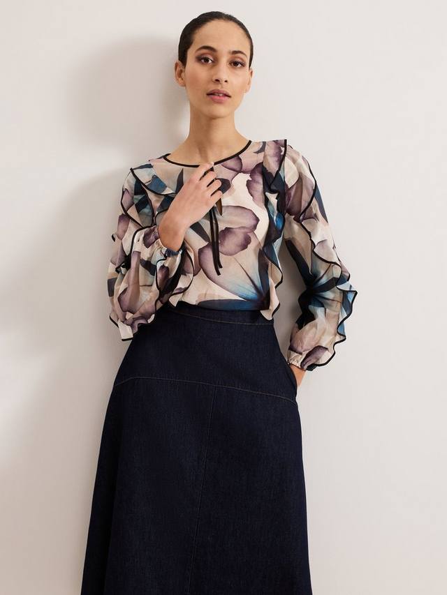 

Космос цветочная блузка из шелковой смеси Phase Eight, Multi