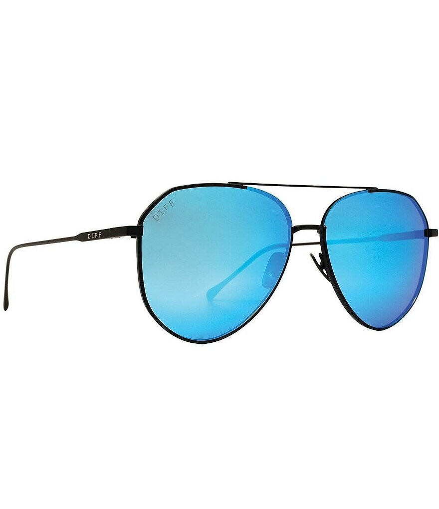 

Синие зеркальные солнцезащитные очки-авиаторы DIFF Eyewear Dash, черный