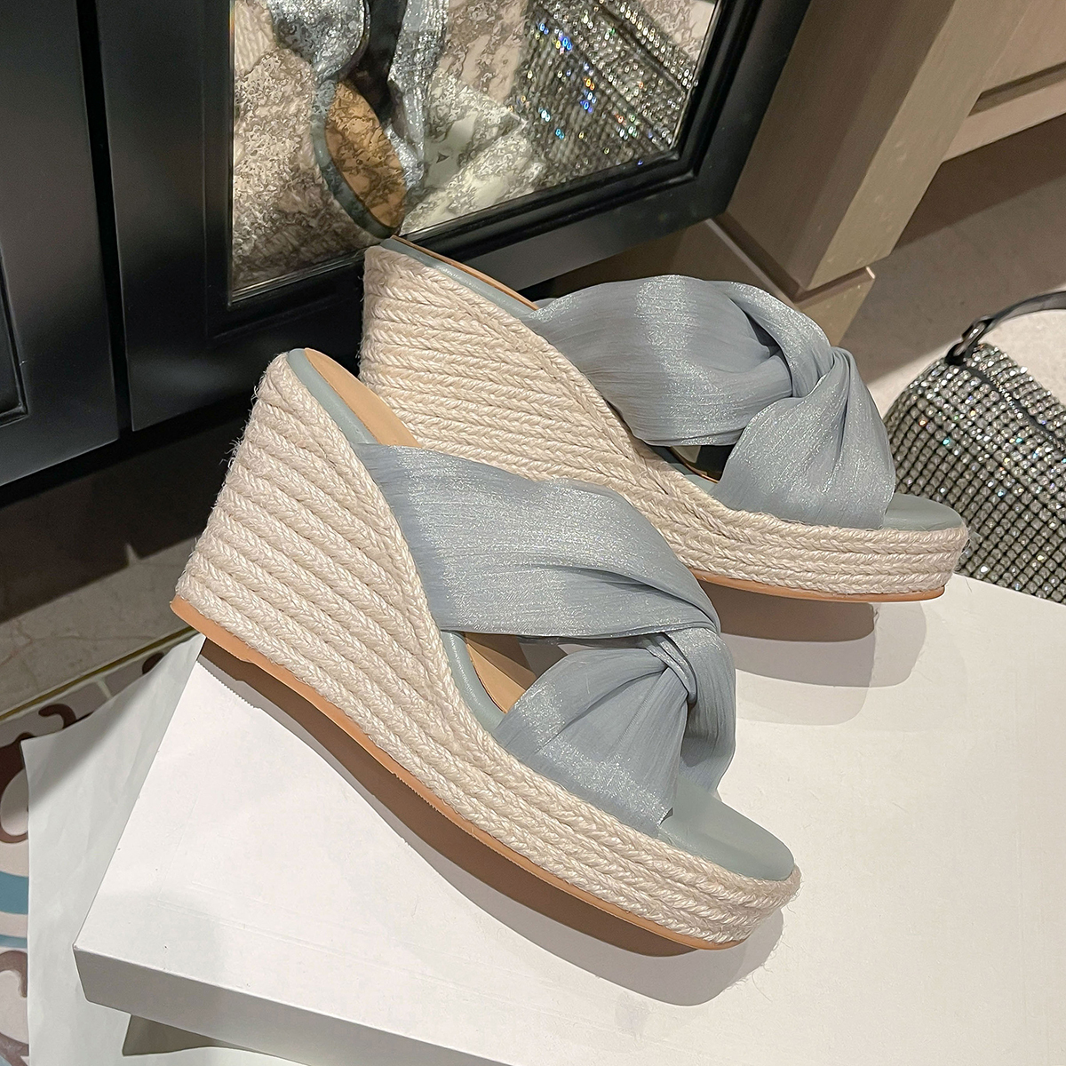 Yeezyy Reezy Тихие тапочки-шлепанцы женские синие, цвет Blue — фото 4