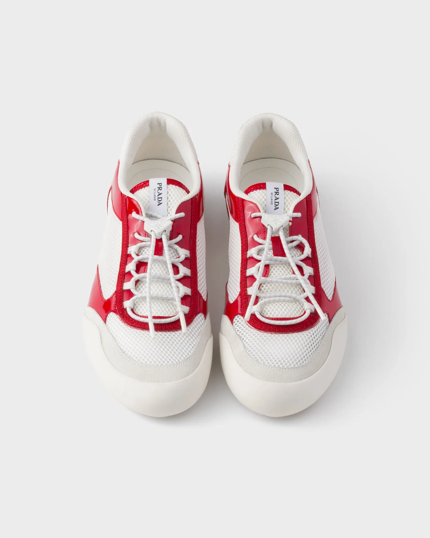 Кроссовки Speedrock из лакированной кожи и сетчатой ткани Prada, красный — фото 4