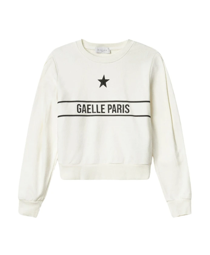 

Белая хлопковая футболка с логотипом и стразами. Gaã«Lle Paris, белый