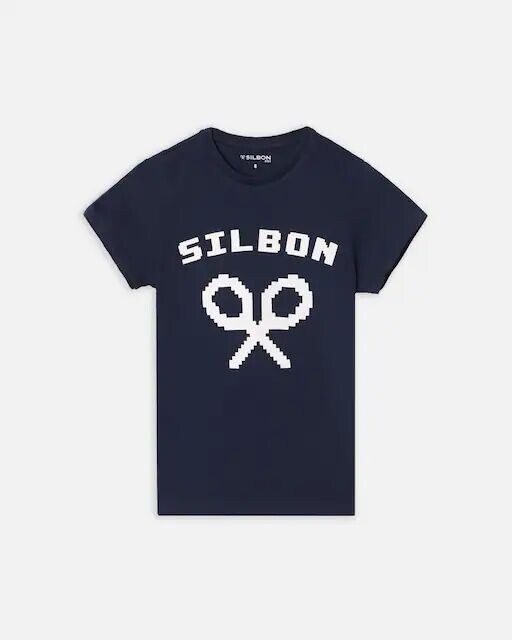 

Хлопковая футболка для мальчика с логотипом спереди Silbon, темно-синий