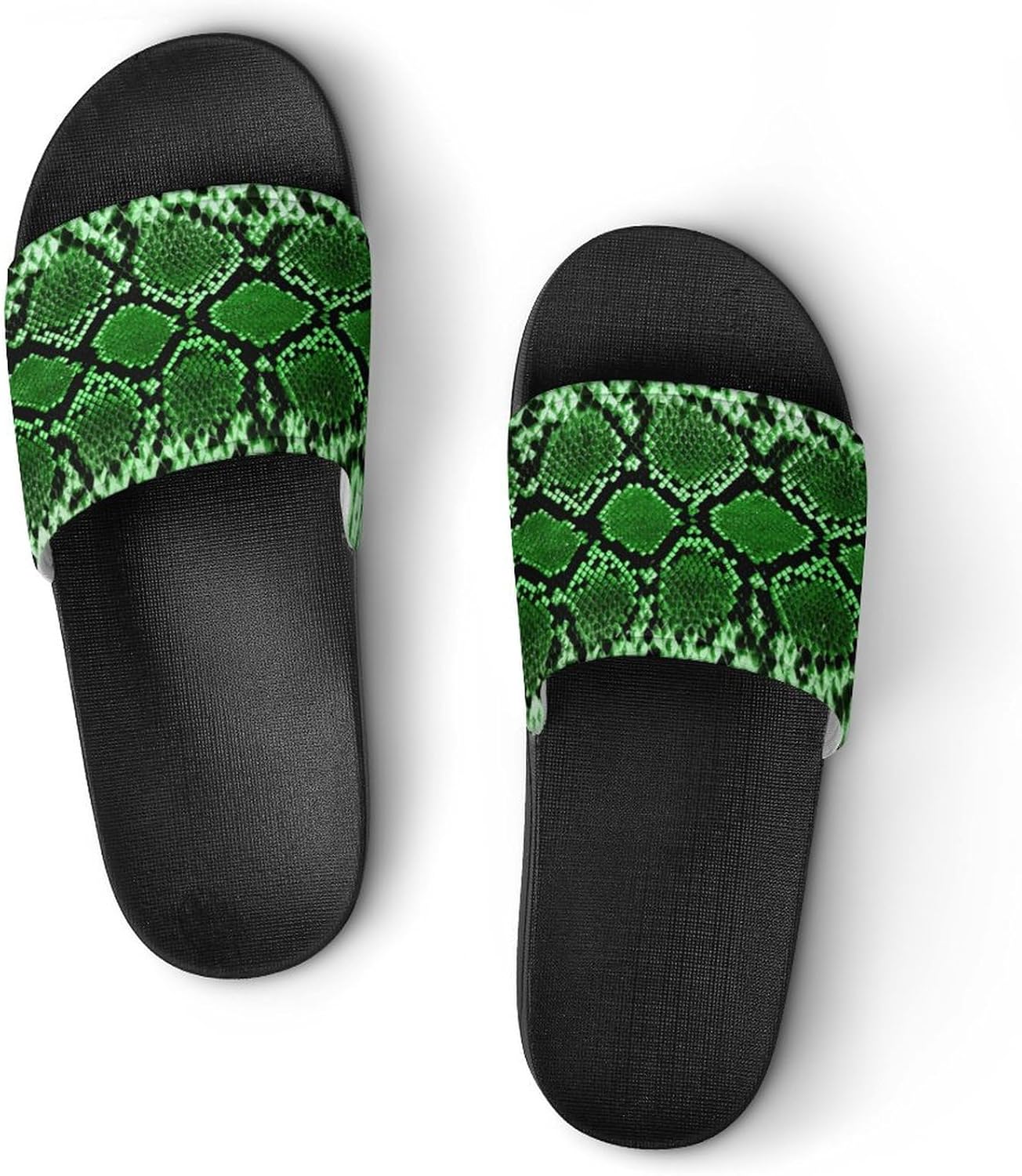 

Сланцы с змеиной текстурой GUPNWQXX для мужчин и женщин, домашние, противоскользящие, для душа, с открытым носком, легкие, повседневные, плоские шлепанцы, зеленый