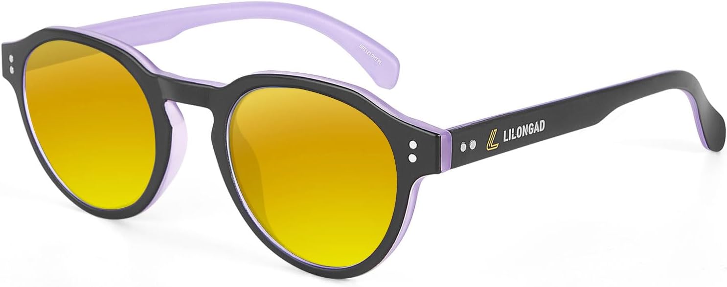 

Поляризованные солнцезащитные очки PC для мужчин и женщин – UV400, устойчивые к царапинам, легкая оправа TR90 для вождения и использования на открытом воздухе LILONGAD, Purple/Yellow Revo