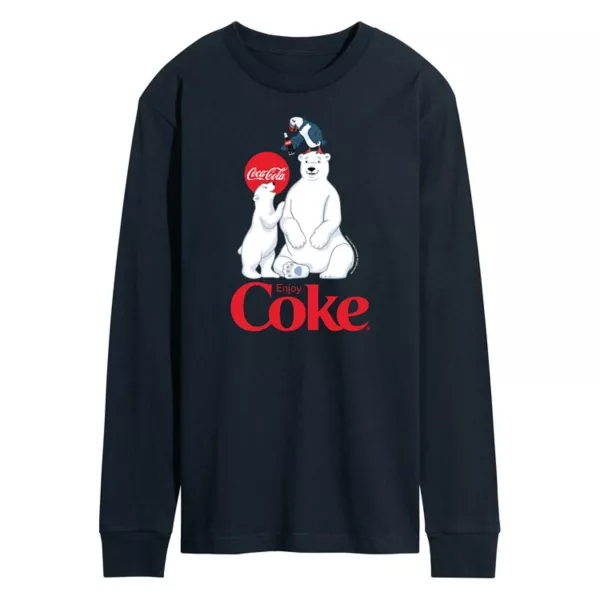 

Мужская футболка с длинным рукавом и принтом белых медведей Coca-Cola Licensed Character, синий