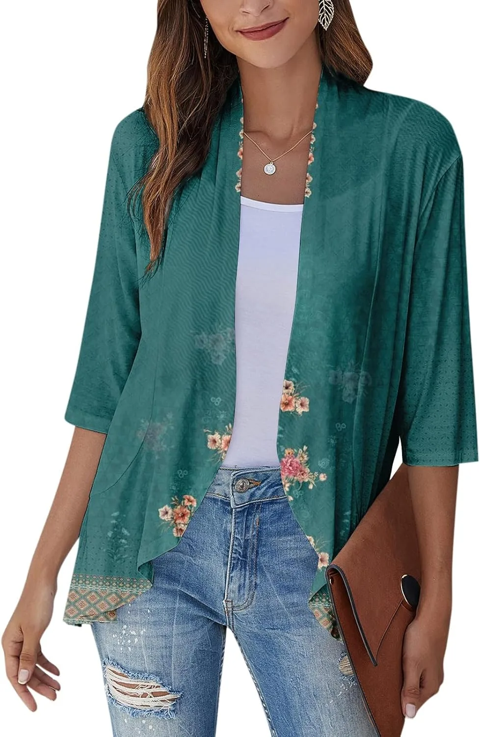 

Женский кимоно-кардиган с цветочным принтом из шифона FlekmanArt