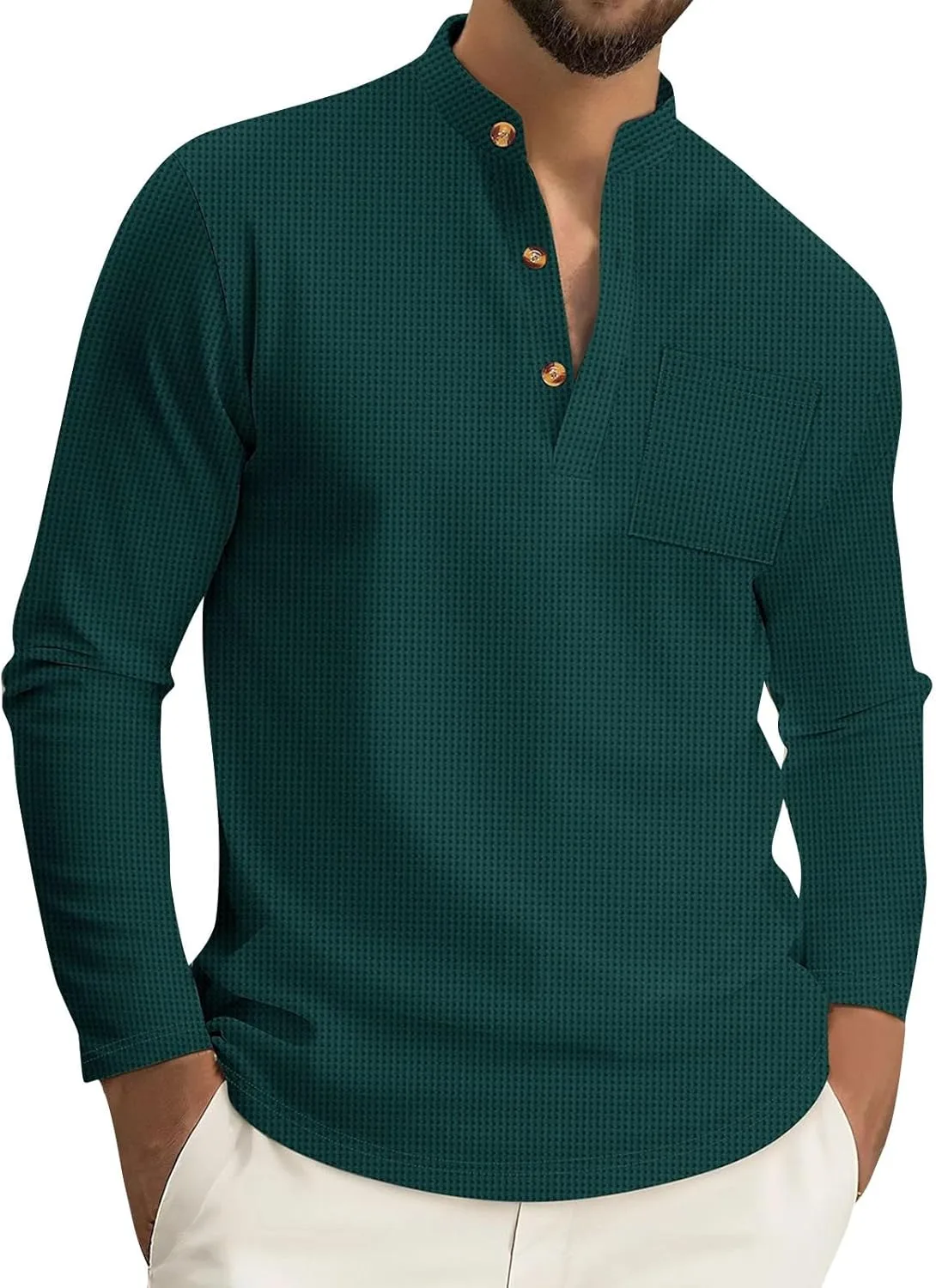 

Мужская футболка с длинным рукавом FQZWONG Casual Soild Color Loose Pullover