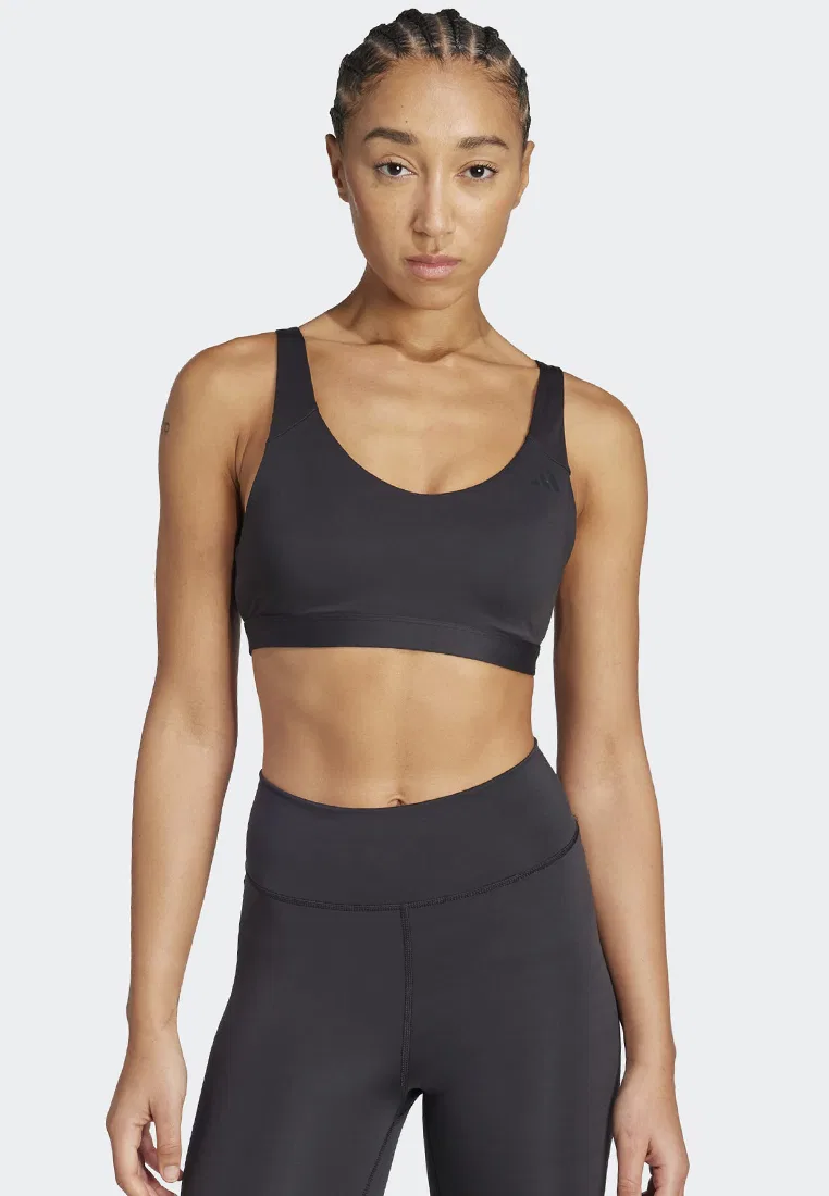 Бюстгальтер для фитнеса, средняя поддержка, All Me Essentials Adidas, черный