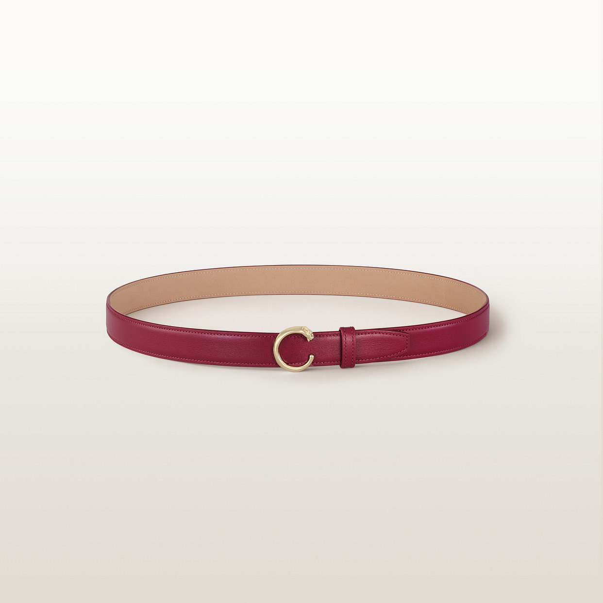 

Женский ремень Cartier Ceinture 25 mm, Panther de Cartier, размер 85 см, телячья кожа вишнево-красного цвета